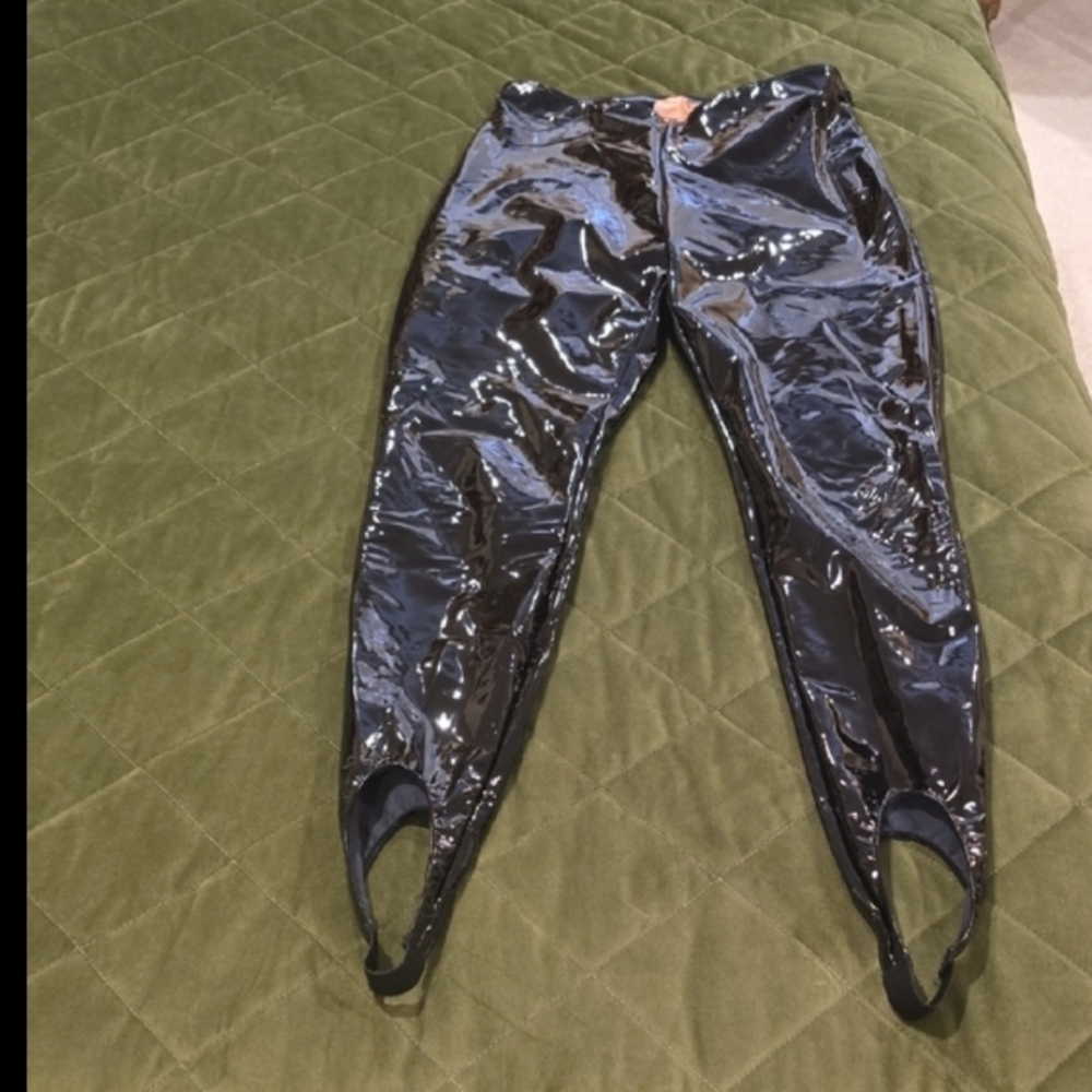 Amina Muaddi Wolford Black Patent Leggings